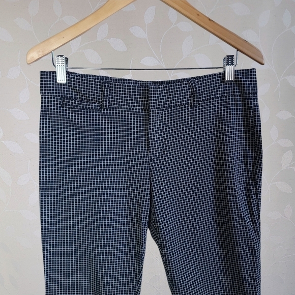 Banana Republic Sloan Fit Windowpane Check Career Trouser Pants Black 6 Petite - Picture 3 of 16